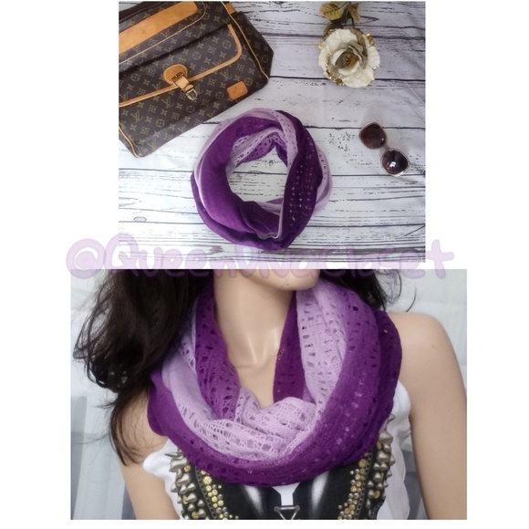 Lilac grape purple gradient infinity knit scarf - Picture 1 of 3